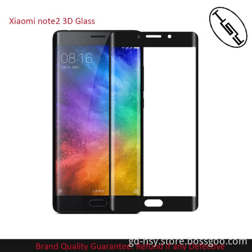 2016 New Product Wholesale Mobile Accessories 3D Curved Glass cover Tempered Screen Protector for xiaomi note 2